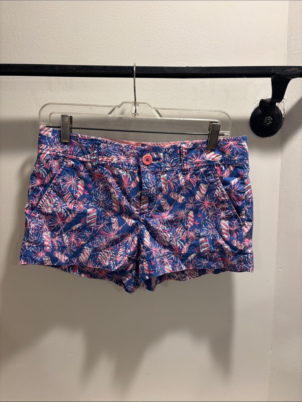 Lilly Pulitzer Navy Floral & Firework Cotton Shorts